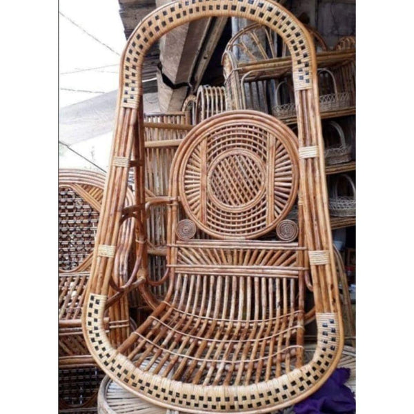 Swadeshi Bamboo Cane Swing Jhula | Single Seater Cane Wood Swing Chair | Indoor and Outdoor swing | Rattan Cane Jhula for Balcony, Patio, Garden, Restaurant , Home - swadeshibamboo