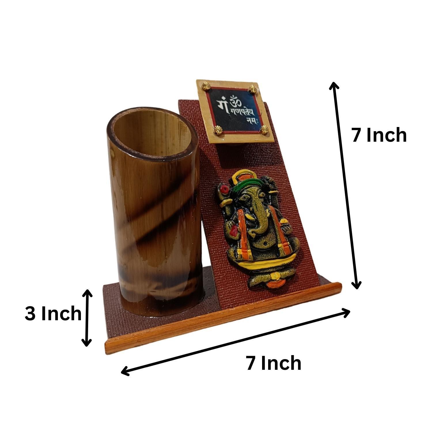 Ganesh flower stand Bamboo pen Holder for gifting - swadeshibamboo