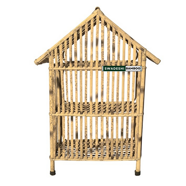 Natural Cane Bamboo Hut Shape Rack 3 Shelves