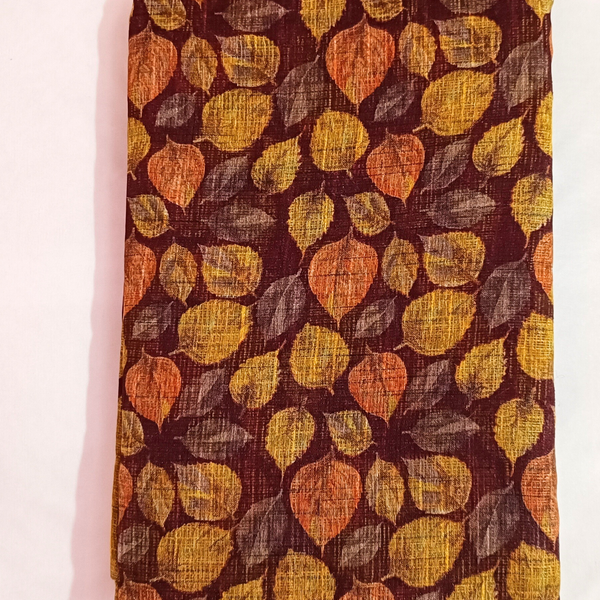 Women's Khadi Floral Print Designer Saree (Yellow)