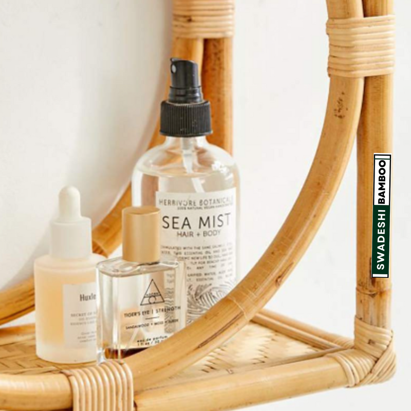 Swadeshi Bamboo Square Rattan Wall Shelf I Wall Mounted Shelf