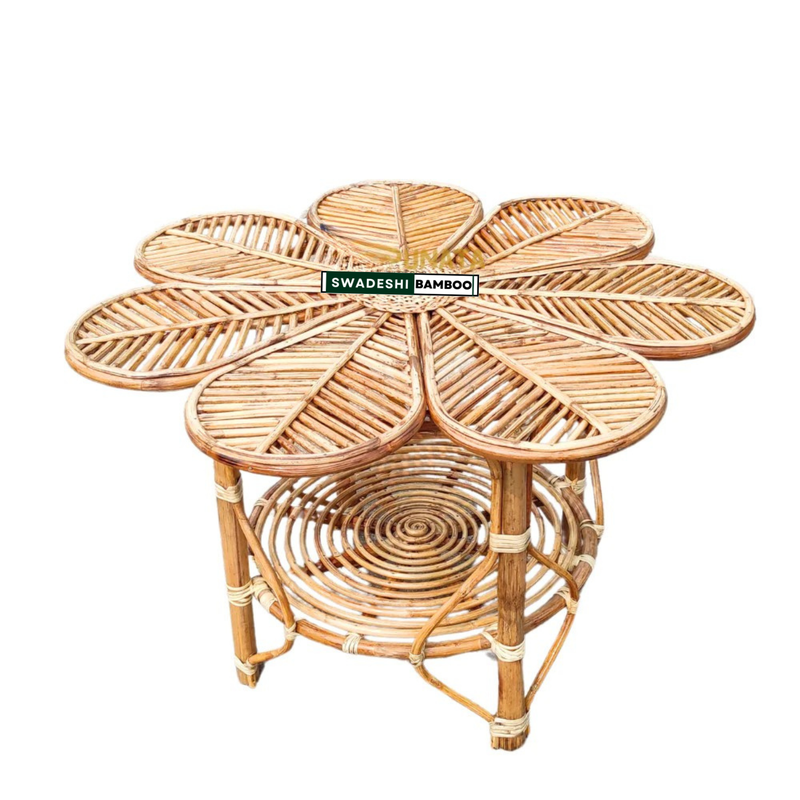 Bamboo Cane Flower Sofa With Chairs Set & Table for Home, Living Room, Office, Outdoor & Indoor