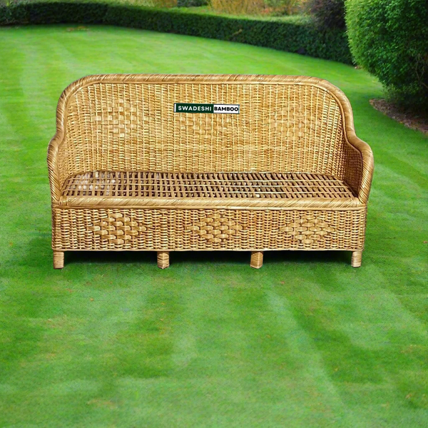 Bamboo Cane Three Seater Sofa, Sofa Couch for Home, Living Room, Garden, Office, Resort, Hotels