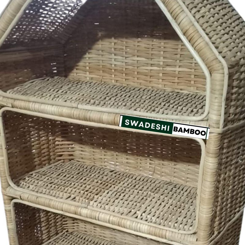 Cane Book Rack 4 Shelves Cane Rattanbunai Rack Book Shoes Rack Multipurpose Use ...