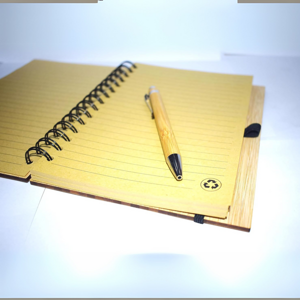 Eco-Friendly Bamboo Spiral Notebook with Pen Reusable Hardcover Notepad for Office, School, Gift & Travel (Pack of 1)