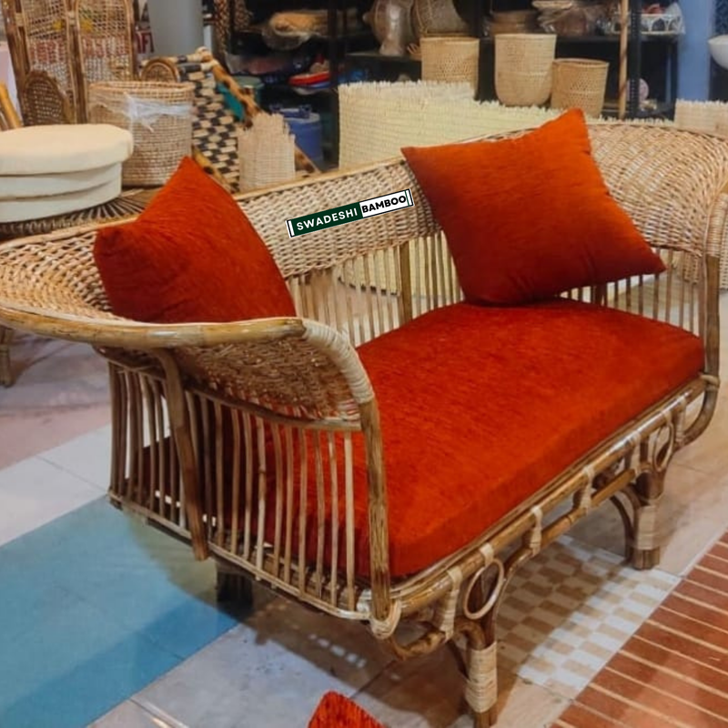 Bamboo Cane Sofa Set for Home, Living Room, Office, Outdoor, Indoor