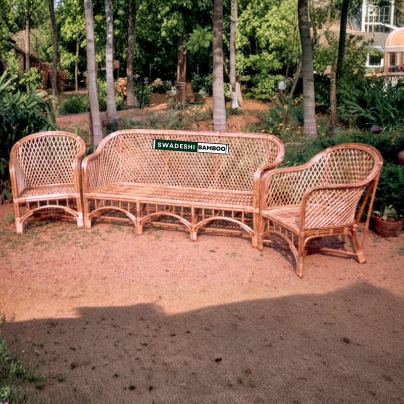 Bamboo Cane 5 Seater Designer Sofa Set