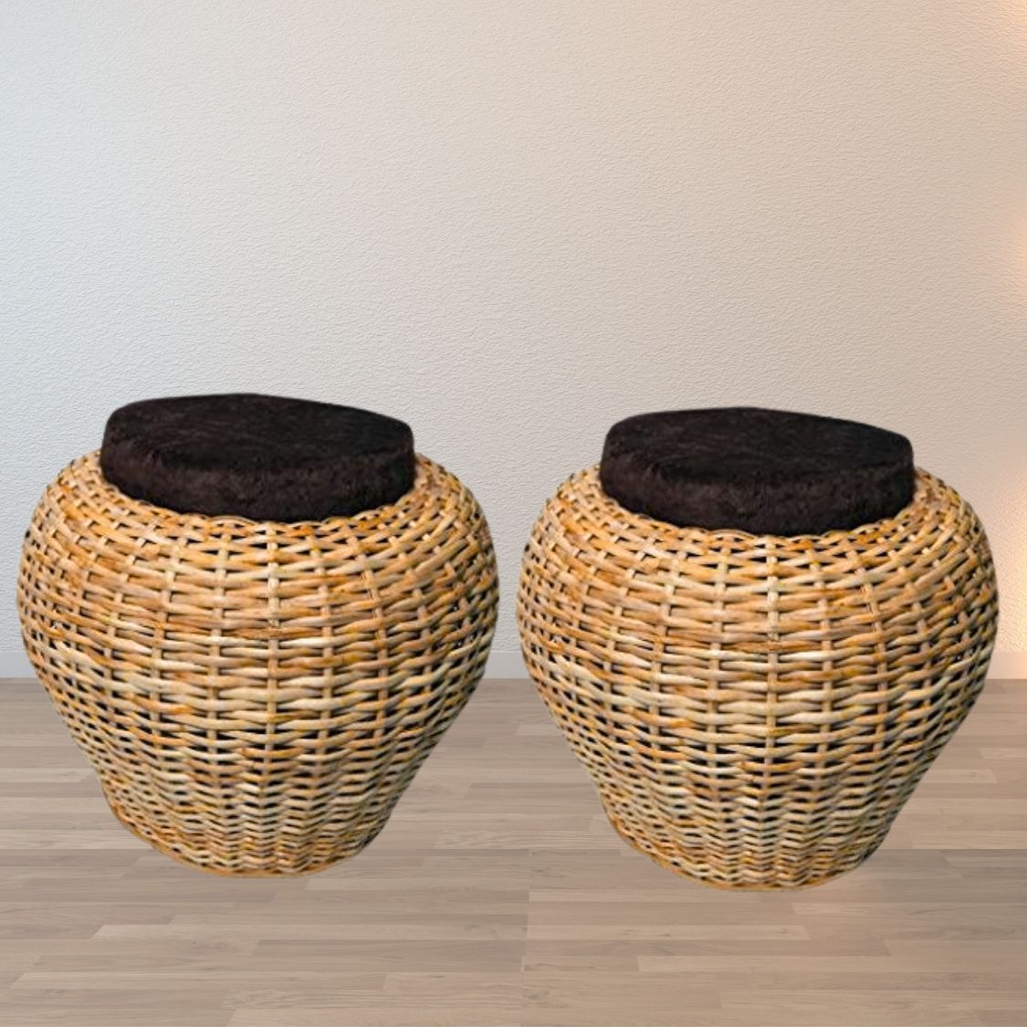 Bamboo bunai Stool muda | Cane round Muda for Living Room, Balcony and office