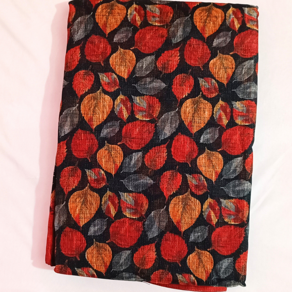 Women's Khadi Floral Print Red Border Designer Saree