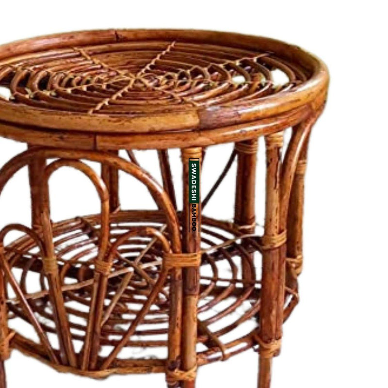 Swadeshi Bamboo Cane Wicker Bamboo Round center Table | Tea Coffee Table for Home, office, Balcony and Garden - swadeshibamboo