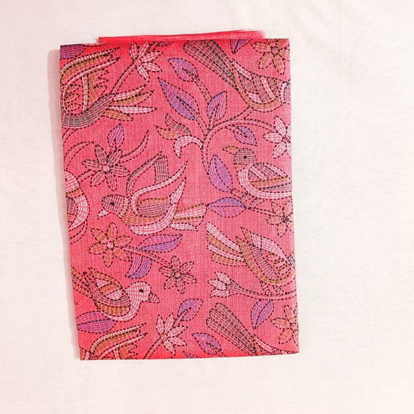 Block print Handloom Art Silk Dupatta (Pink)