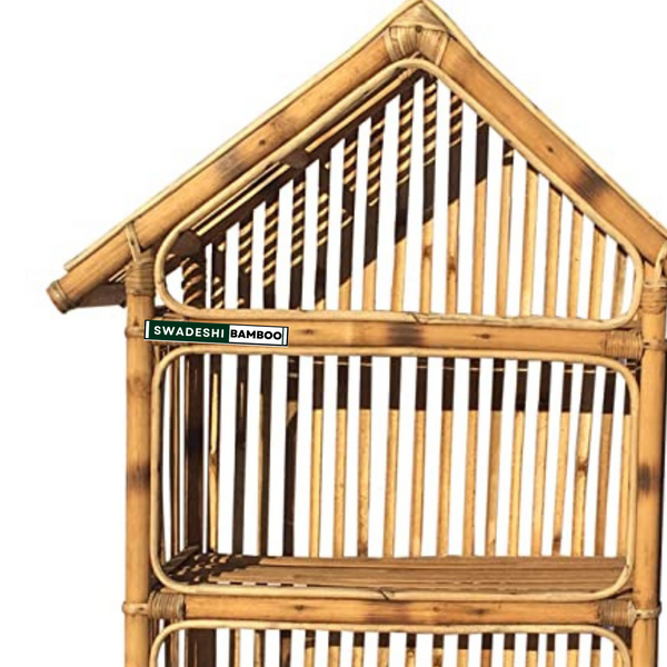 Natural Cane Bamboo Hut Shape Rack 3 Shelves
