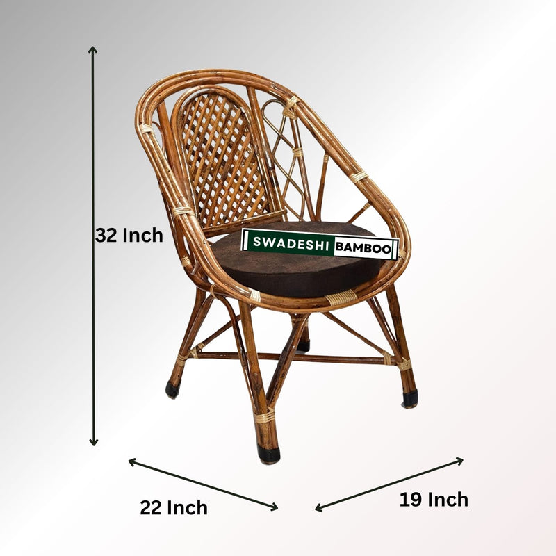 Bamboo Cane Rattan arm Designer Chair for Garden & Balcony