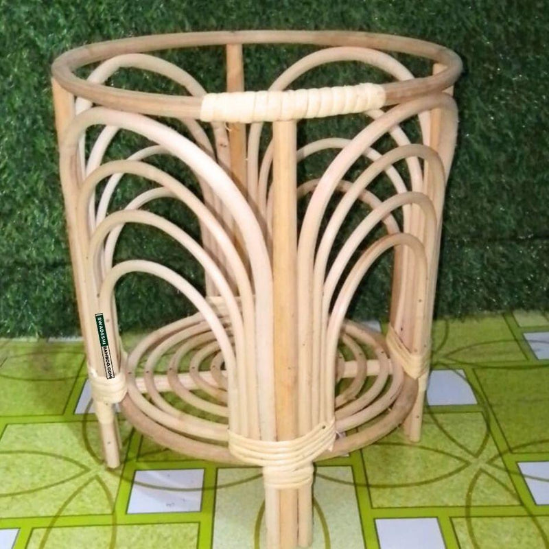 Swadeshi Bamboo (Set of 1) Cane Bamboo Rattan Wooden Planter Stand for Garden, Balcony Home and Office | Size- 10W*18H Inch - swadeshibamboo