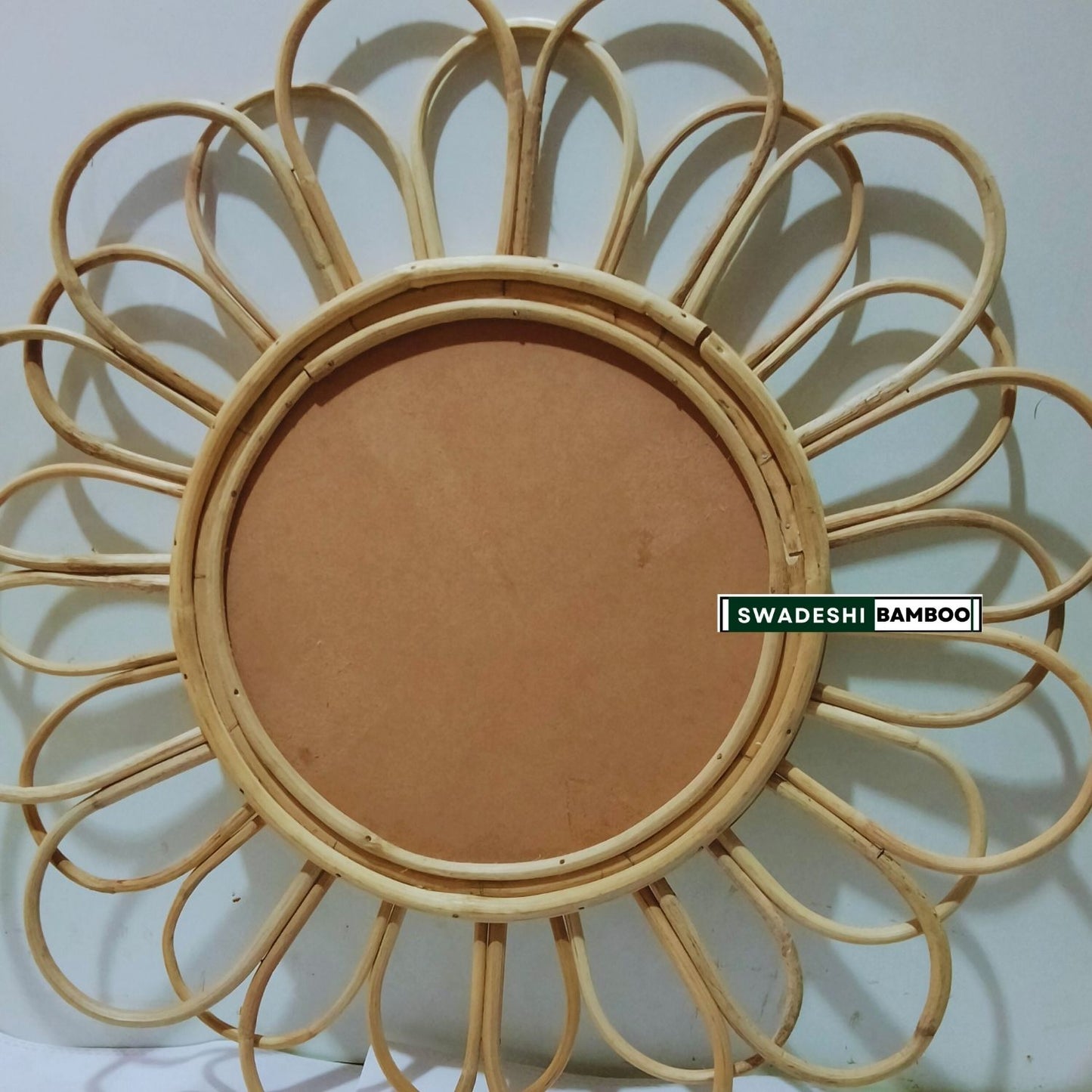 Swadeshi Bamboo Wall mirror round Flower- wall decoration, Boho Mirror Rattan, Mirror Wall Decor Mirror, Wicker Made Mirrors