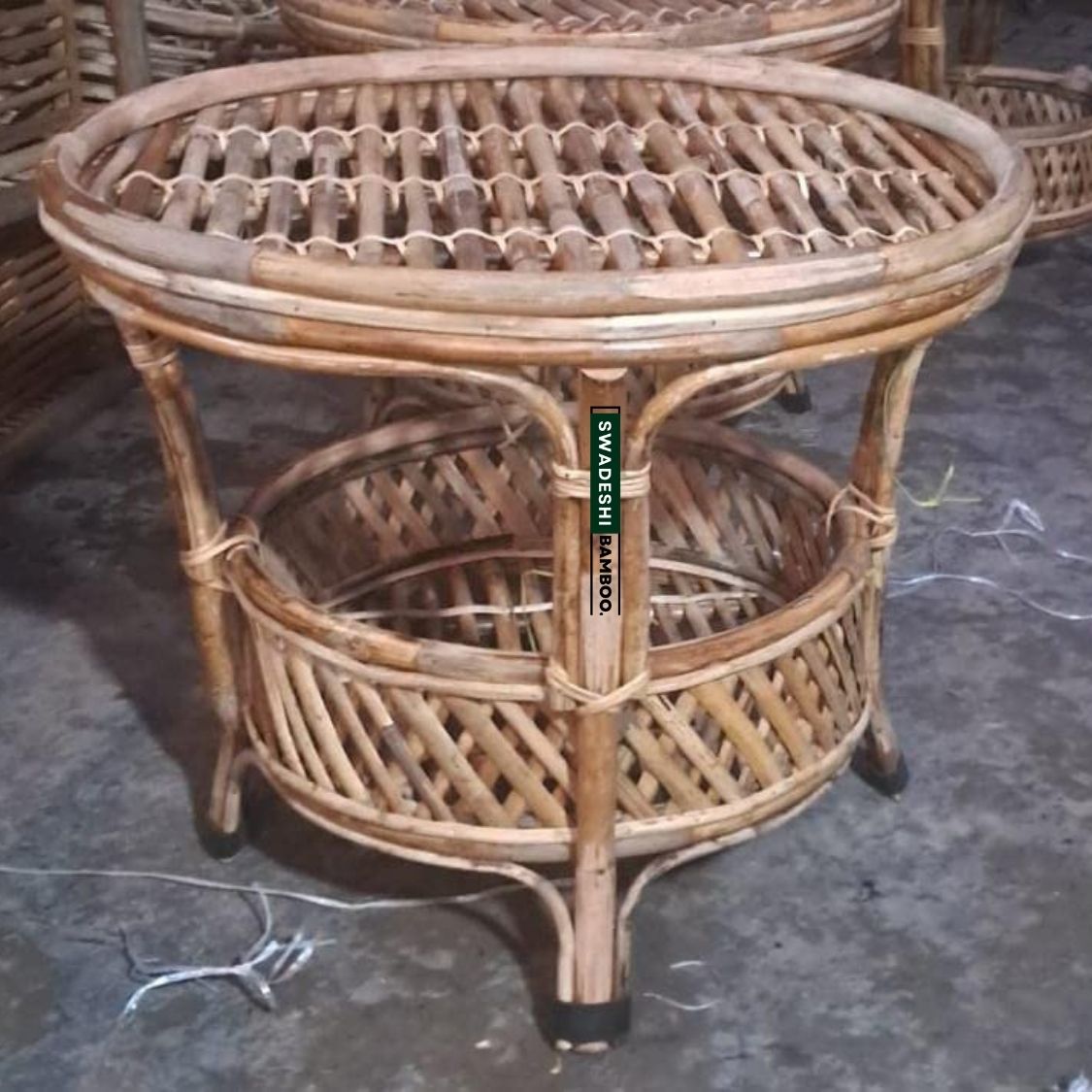 Cane Wicker Bamboo Round center Table | Tea Coffee Table for Home, office, Balcony and  Garden