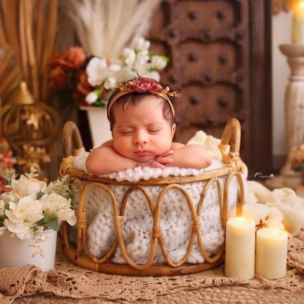 Newborn Photography Basket, Wooden Basket for Baby Photoshoot