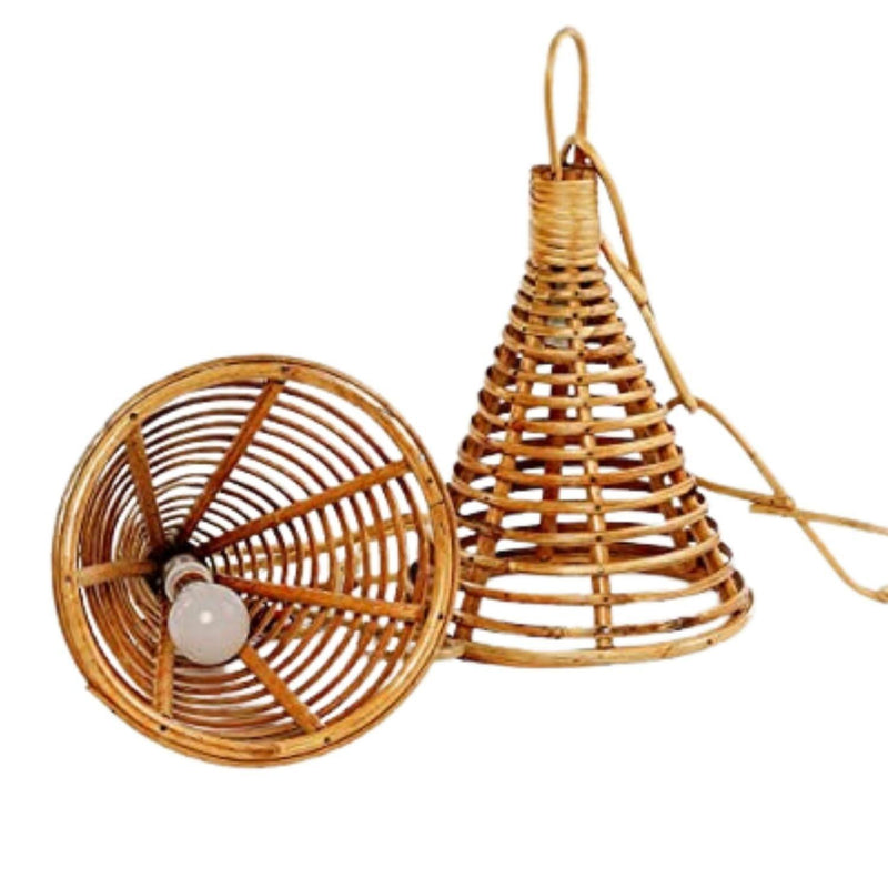 Bamboo Cane Lamp Shade for Home decoration Bell Shaped | Set of 2 - swadeshibamboo