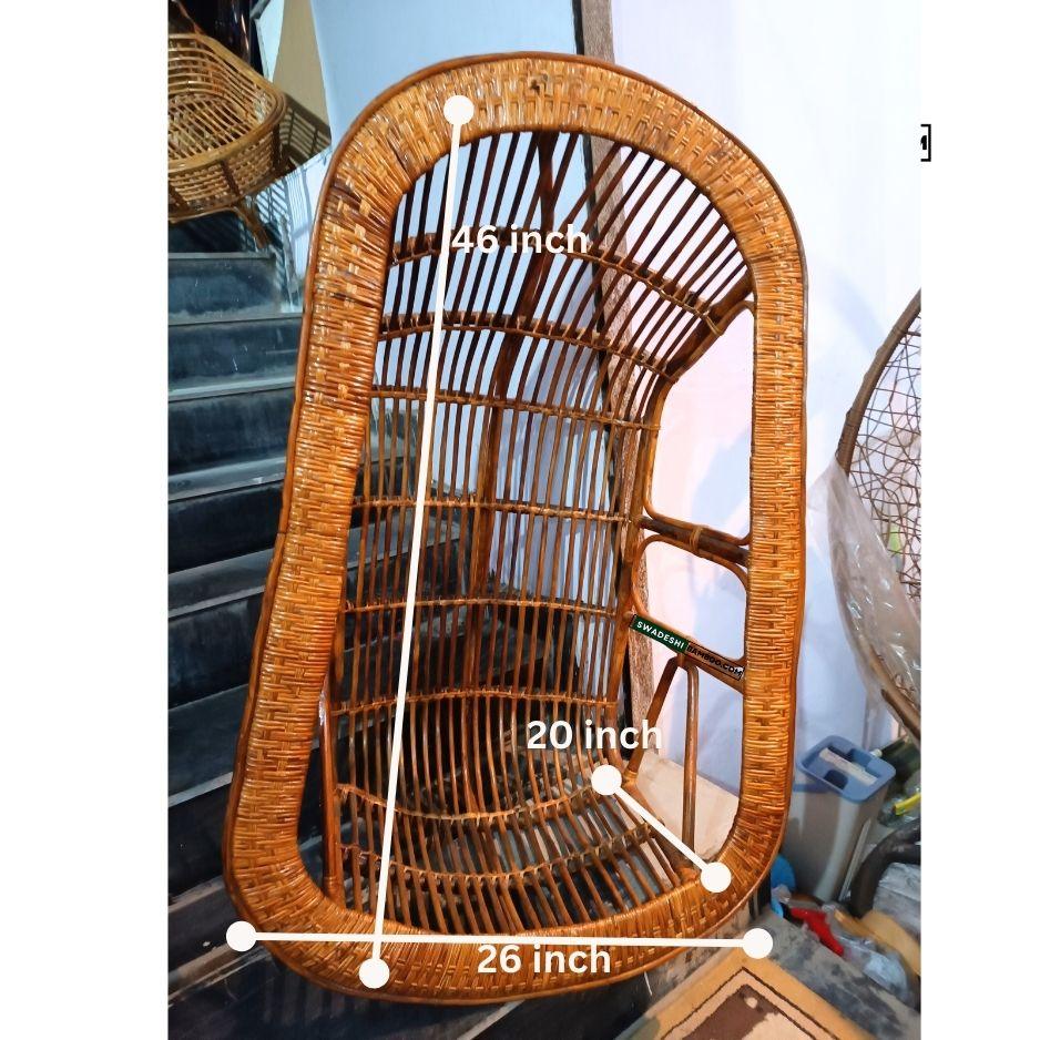 Swadeshi Bamboo Cane Rattan Bamboo Swing Chair for Indoor, Outdoor, Home, Patio, Yard, Balcony and Garden | Single Seater Rattan Swing Hanging Jhula | Size - Large - swadeshibamboo