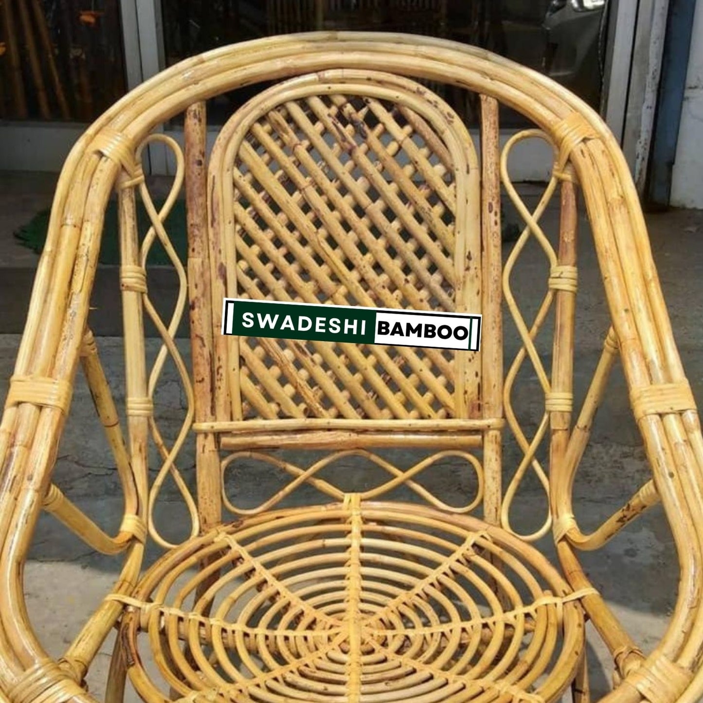 Bamboo Cane Rattan arm Designer Chair for Home Garden & Balcony