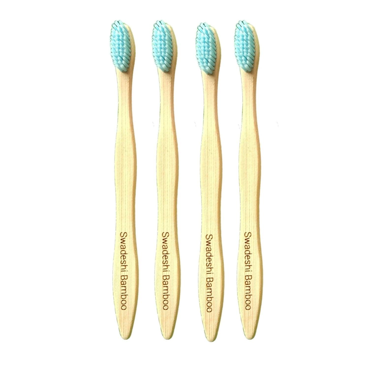 Wooden Bamboo Toothbrush | Pack of 4 | Ultra-Soft Bristles | BPA Free | Biodegradable and Compostable - swadeshibamboo