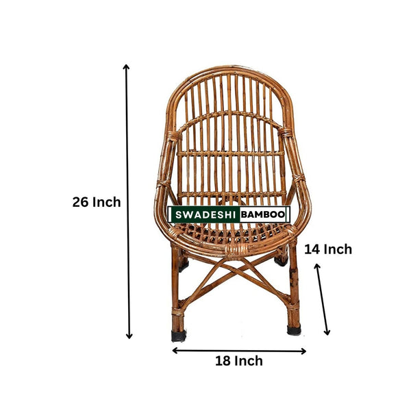 Queen Designer Wooden Bamboo Cane Chair for 2 to 12 Years for Kids Room