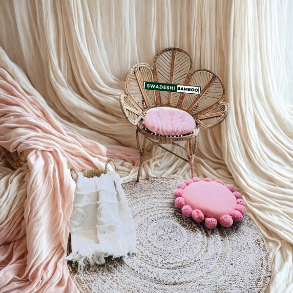 Bamboo Cane Flower Sofa With Chairs Set & Table for Home, Living Room, Office, Outdoor & Indoor