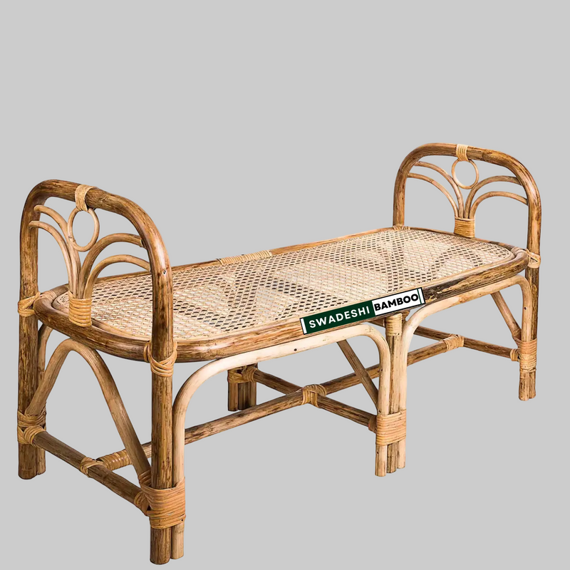 Vintage Bamboo Cane Bench