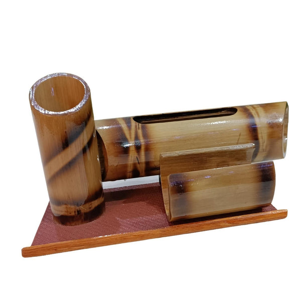 Handicraft Bamboo pen stand with Cardholder and Speaker - swadeshibamboo