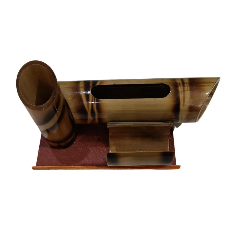 Handicraft Bamboo pen stand with Cardholder and Speaker - swadeshibamboo