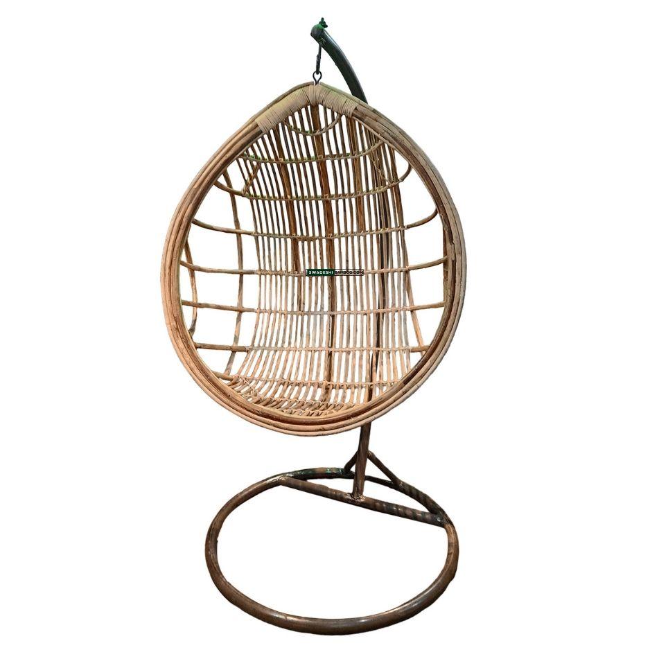 Swadeshi Bamboo Cane Rattan Bamboo Swing Chair for Indoor, Outdoor, Home, Patio, Yard, Balcony and Garden | Single Seater Rattan Swing Hanging Jhula Without Iron Stand | Size - Large - swadeshibamboo