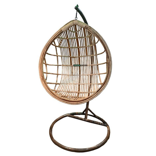 Swadeshi Bamboo Cane Rattan Bamboo Swing Chair for Indoor, Outdoor, Home, Patio, Yard, Balcony and Garden | Single Seater Rattan Swing Hanging Jhula Without Iron Stand | Size - Large - swadeshibamboo