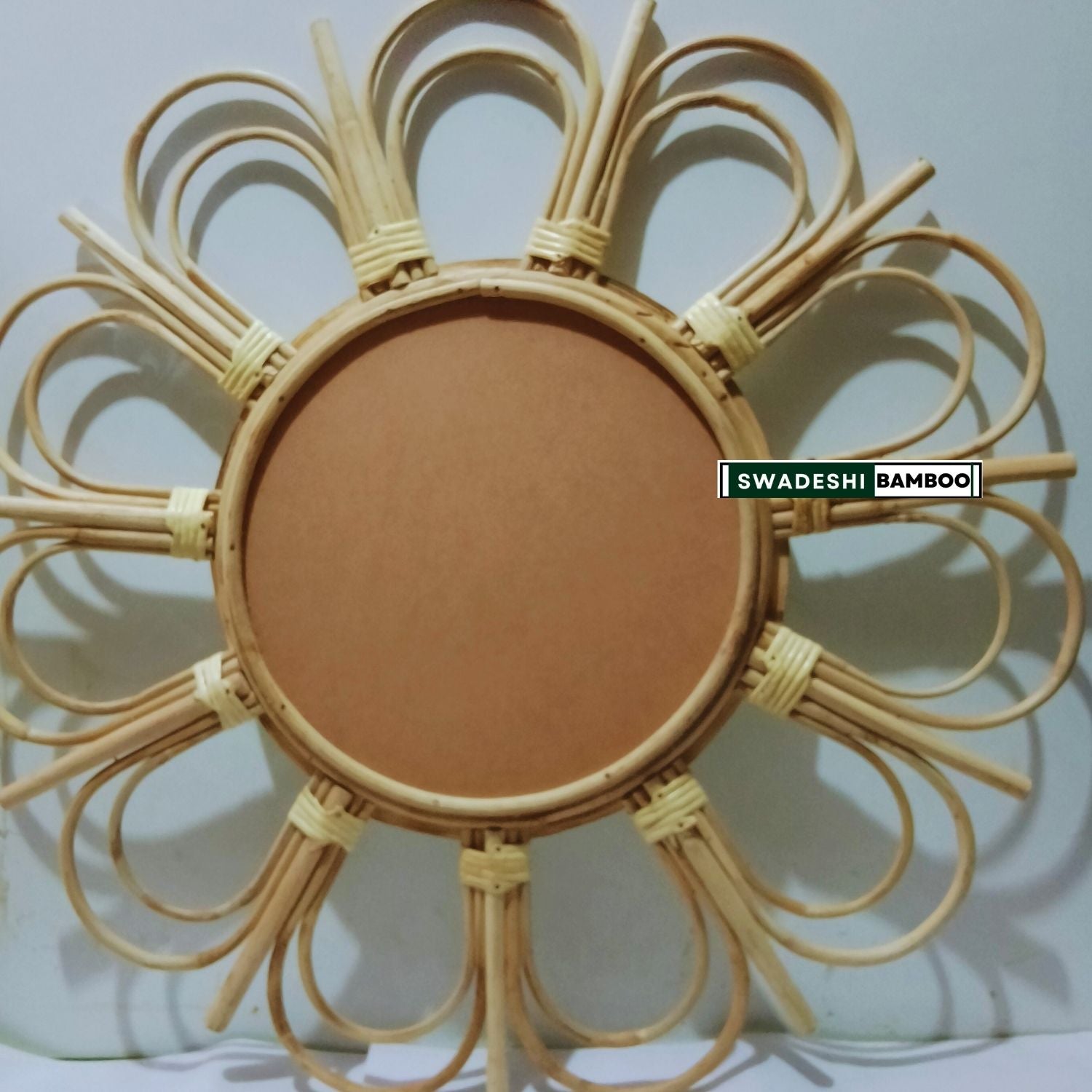 Bamboo Flower Mirror, Rattan Mirror, Boho Mirror