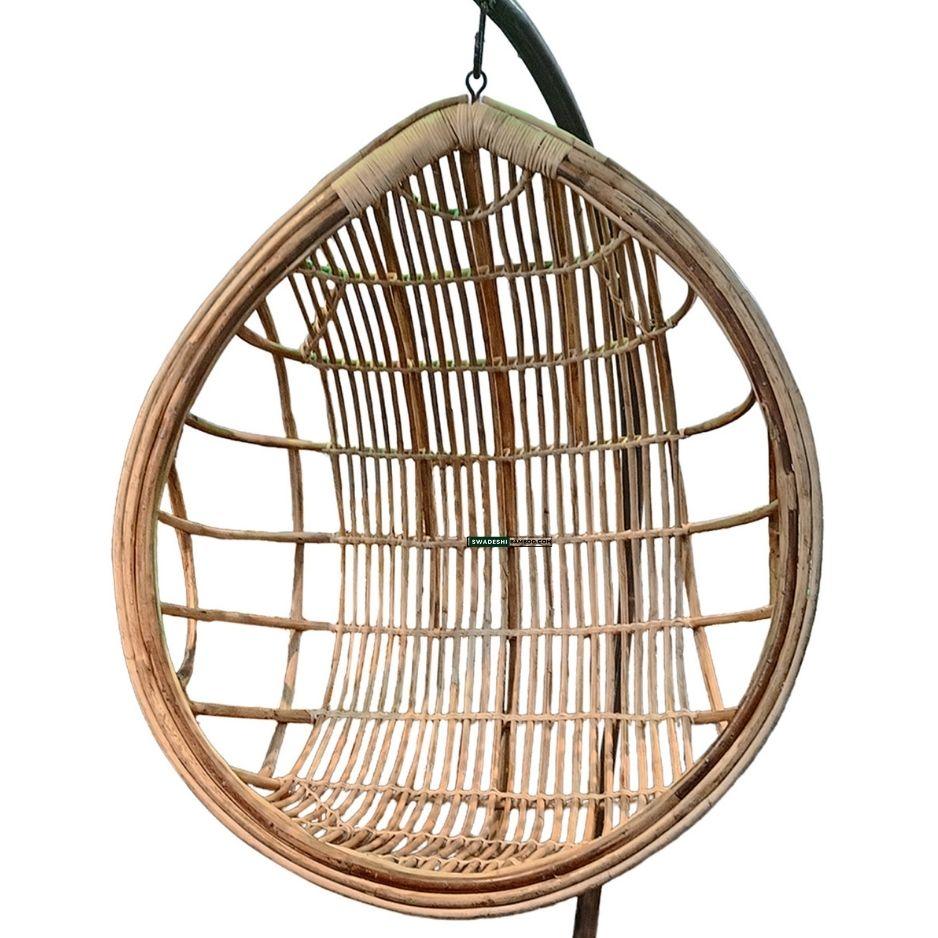 Swadeshi Bamboo Cane Rattan Bamboo Swing Chair for Indoor, Outdoor, Home, Patio, Yard, Balcony and Garden | Single Seater Rattan Swing Hanging Jhula Without Iron Stand | Size - Large - swadeshibamboo