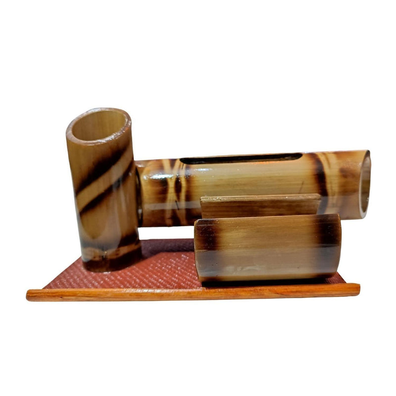 Handicraft Bamboo pen stand with Cardholder and Speaker - swadeshibamboo