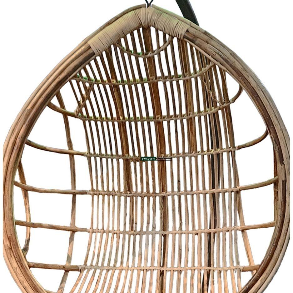 Swadeshi Bamboo Cane Rattan Bamboo Swing Chair for Indoor, Outdoor, Home, Patio, Yard, Balcony and Garden | Single Seater Rattan Swing Hanging Jhula Without Iron Stand | Size - Large - swadeshibamboo