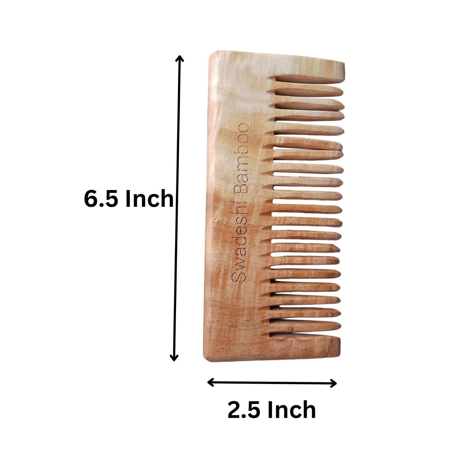 Swadeshi Bamboo Neem Wood Shampoo Comb | Hair Care | Hair Growth - swadeshibamboo