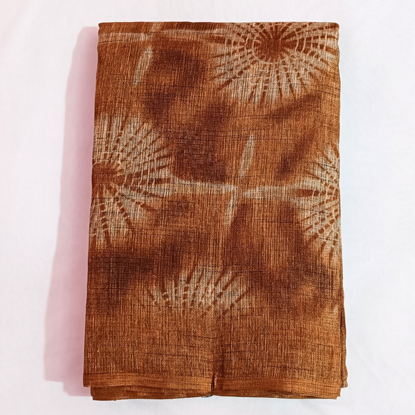 Women's Bamboo Khadi Daily Wear Saree With Blouse Piece (Orange)