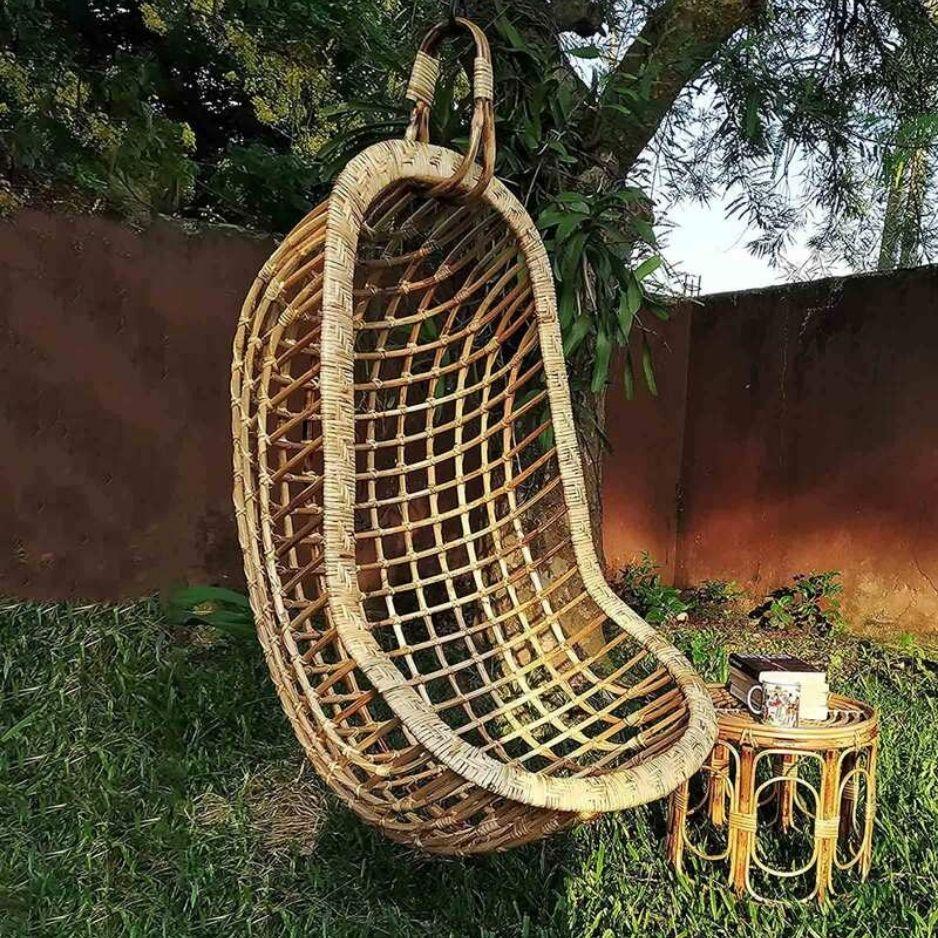 Swadeshi Bamboo Cane Rattan Bamboo Swing Chair for Indoor Outdoor Home Patio Yard Balcony and Garden