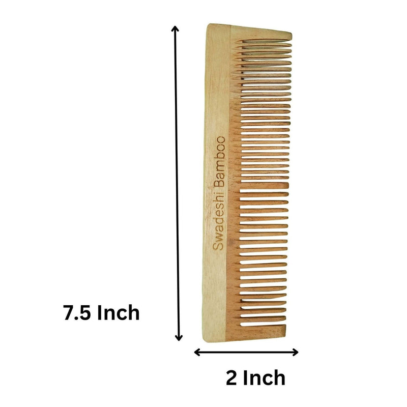 Swadeshi Bamboo Neem Wood Comb | Hair Care | Hair Growth - swadeshibamboo