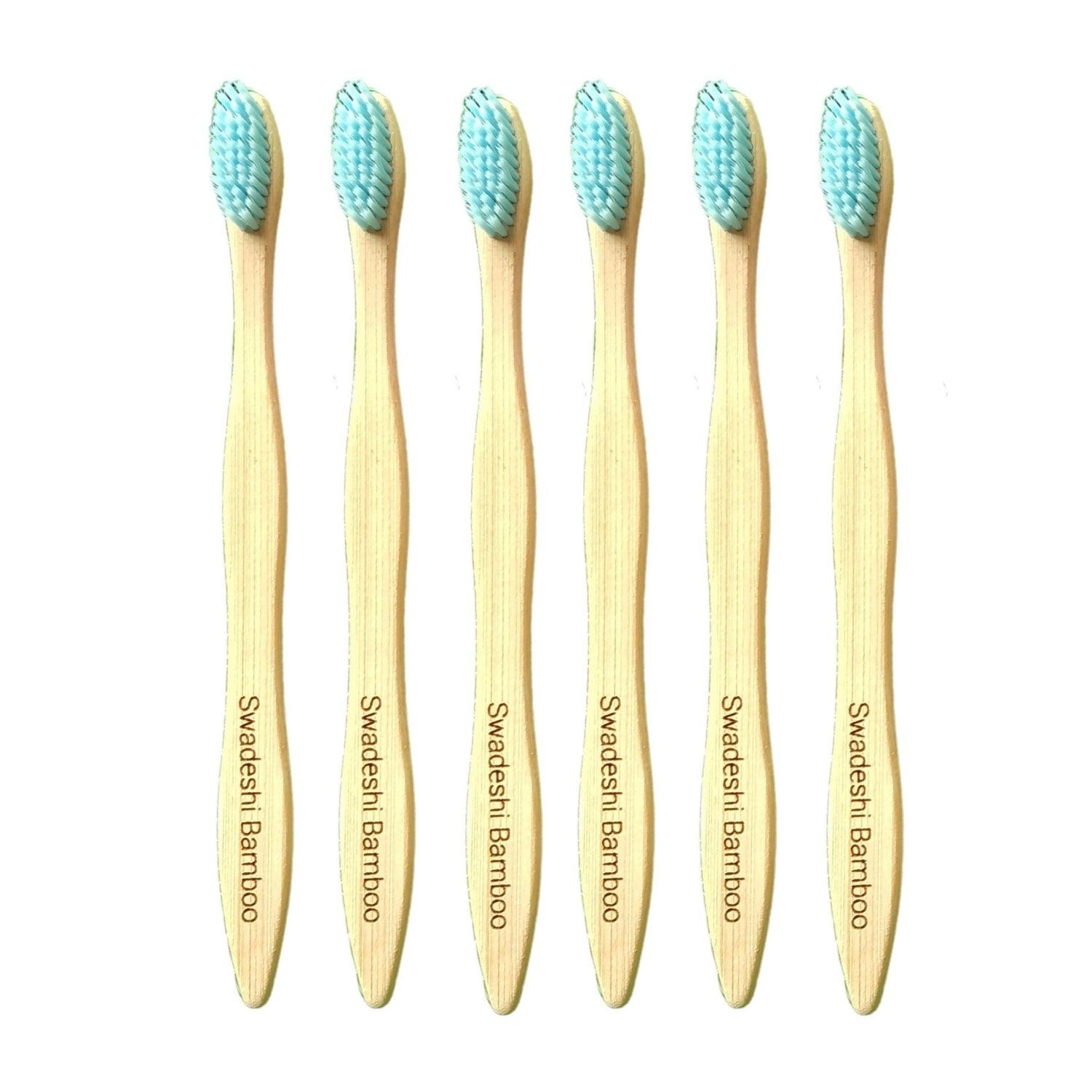 Wooden Bamboo Toothbrush | Pack of 6 | Ultra-Soft Bristles | BPA Free | Biodegradable and Compostable - swadeshibamboo