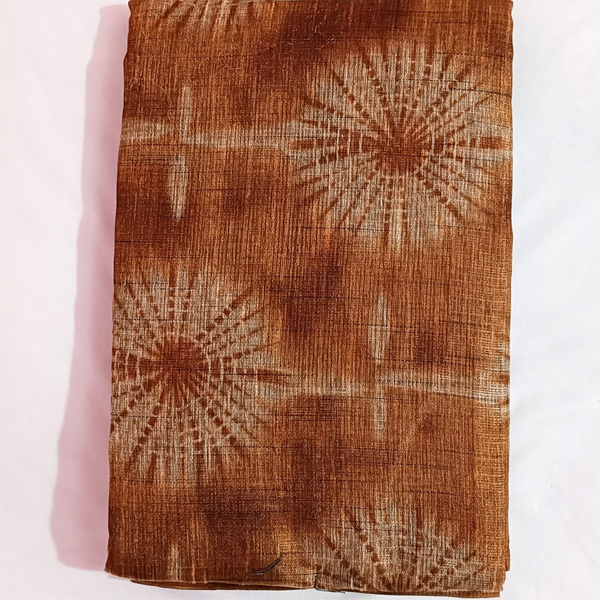 Women's Bamboo Khadi Daily Wear Saree With Blouse Piece (Orange)