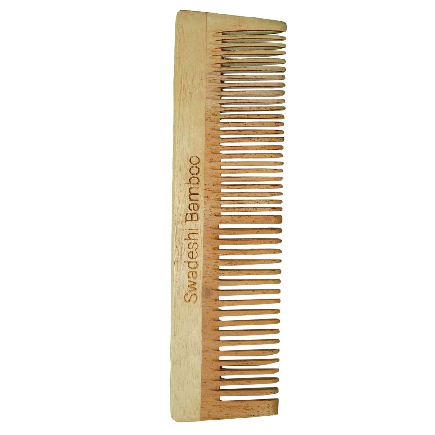 Swadeshi Bamboo Neem Wood Comb | Hair Care | Hair Growth - swadeshibamboo