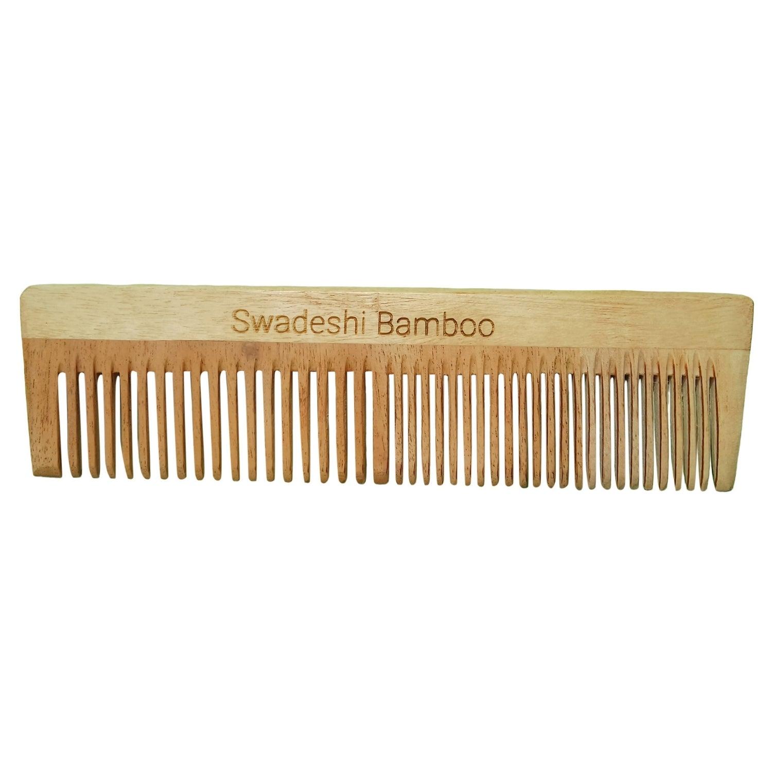 Swadeshi Bamboo Neem Wood Comb | Hair Care | Hair Growth - swadeshibamboo