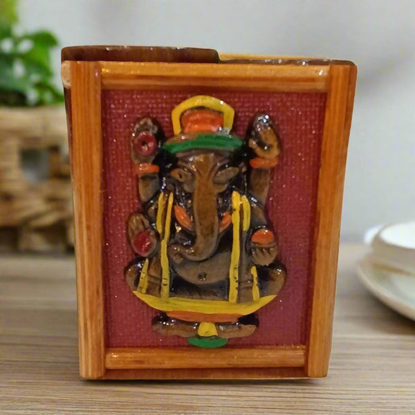 Best Bamboo Ganesh Pen Holder and Flower Pot - Desk Decor Gift Idea - swadeshibamboo