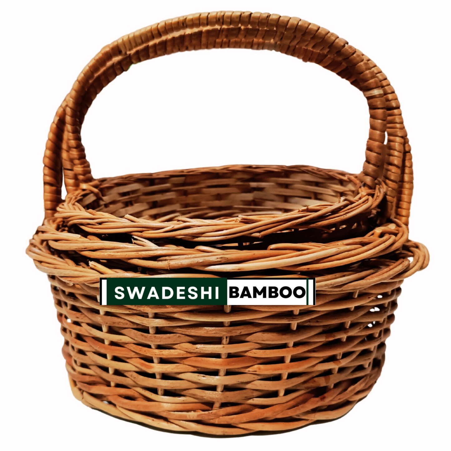 (9", 8", 7" inch) Handwoven Bamboo wicker handle basket Set of 3