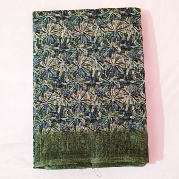 Women's Khadi Saree With Blouse Piece (Blue)