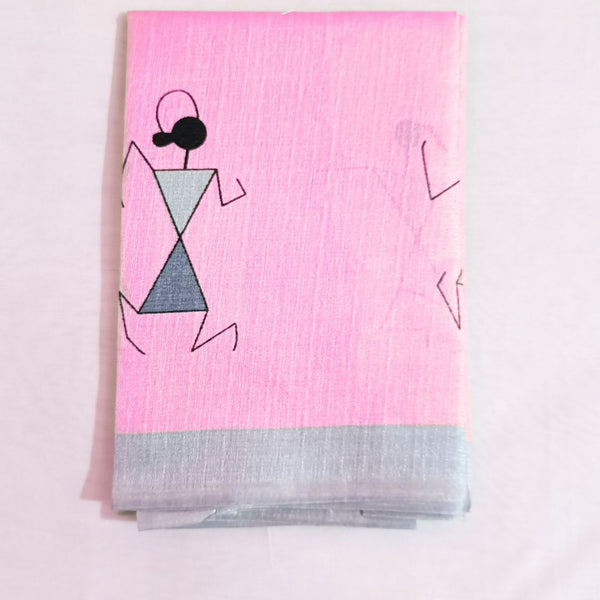 Block print Bamboo Art Silk Dupatta  (pink)