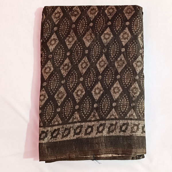 Women's Khadi Designer Saree With Blouse Piece (Brown)