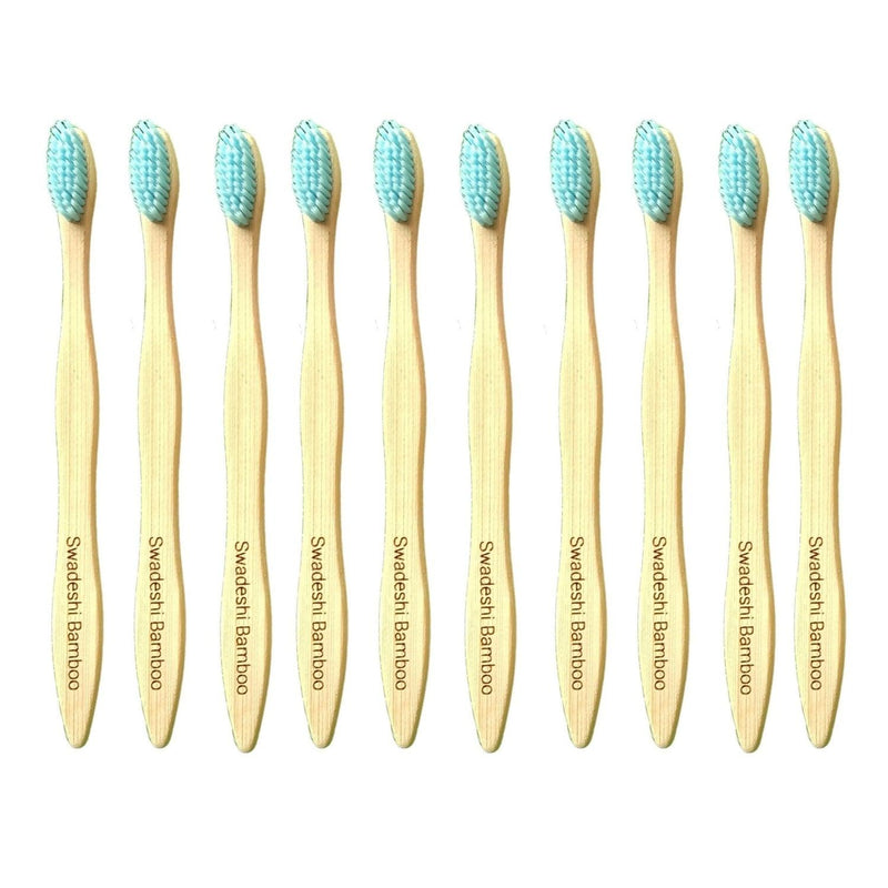 Wooden Bamboo Toothbrush | Pack of 10 | Ultra-Soft Bristles | BPA Free | Biodegradable and Compostable - swadeshibamboo